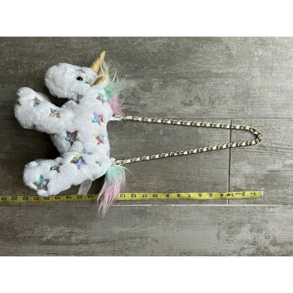Unicorn Plush Purse Handbag White Rainbow Toddler Girls Gift Crossbody Bag Soft